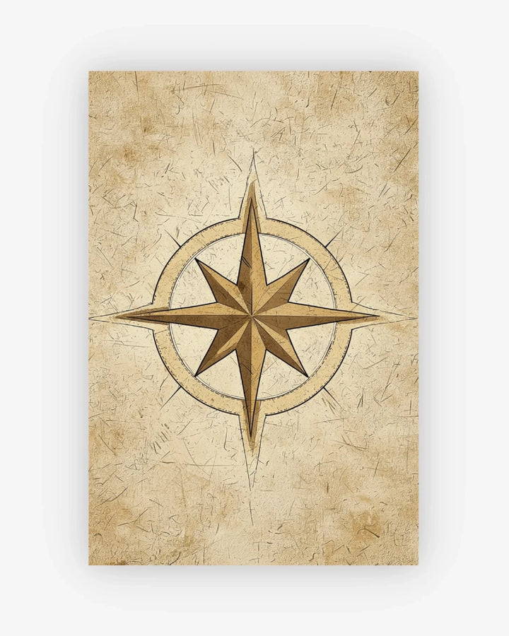 Decorative compass design on a textured beige background