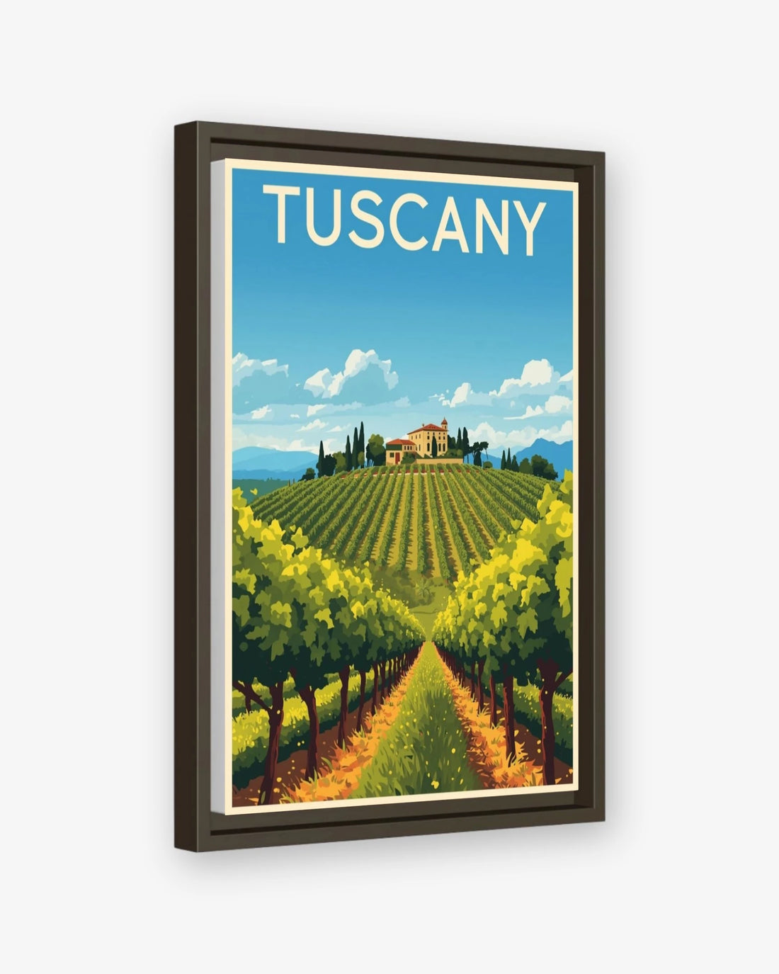 Tuscany travel poster espresso framed canvas