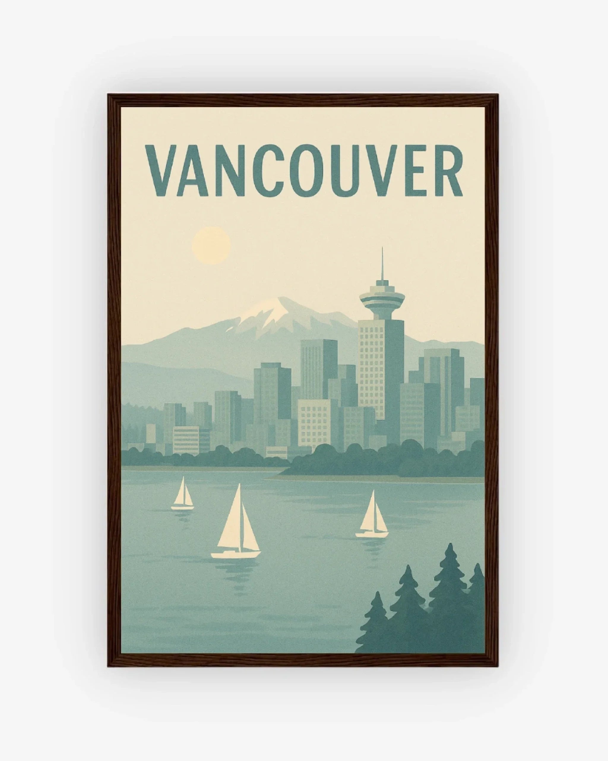 Vancouver, Canada Poster Dark Wood Frame Nomad Haus