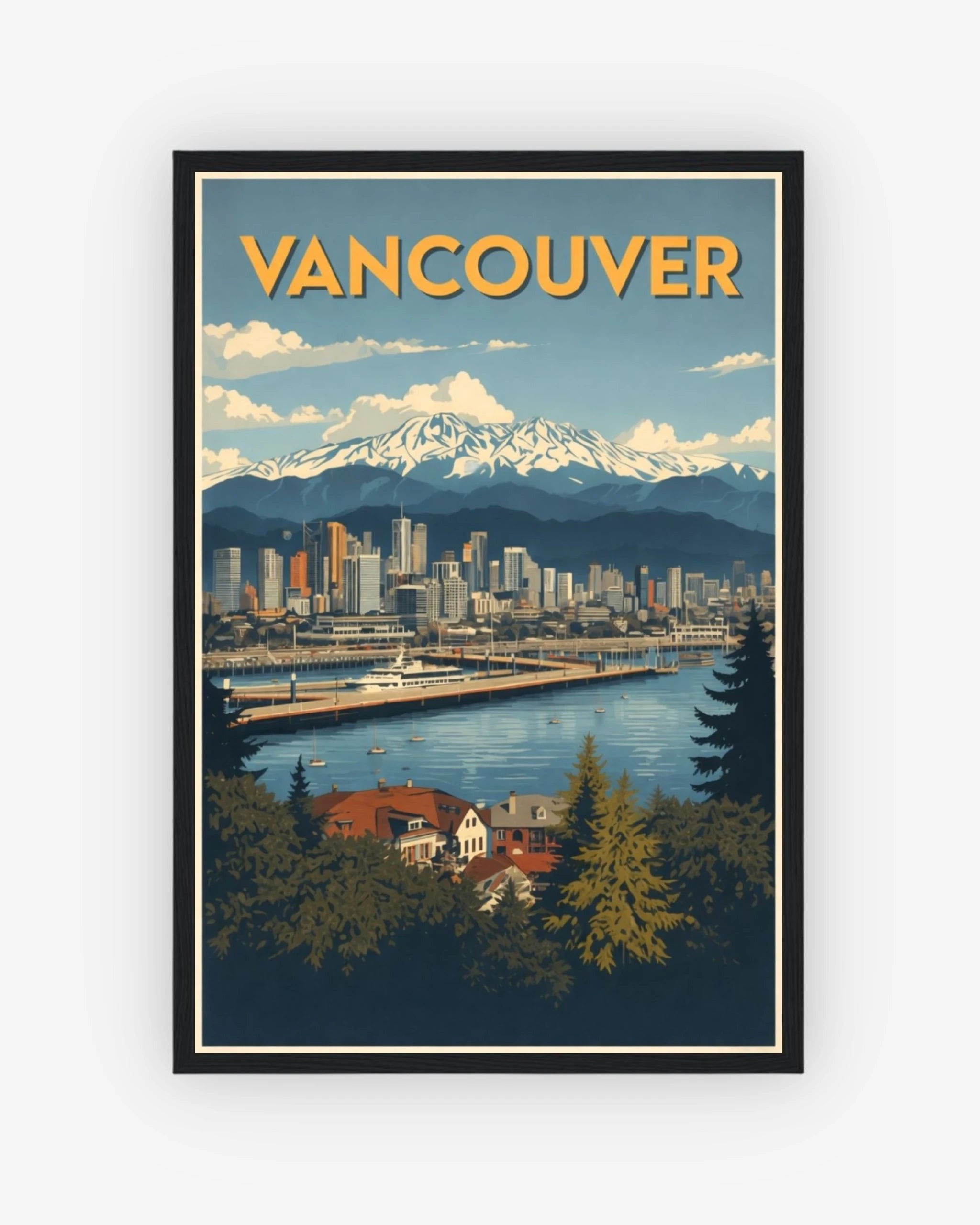 Vancouver travel poster with black frame