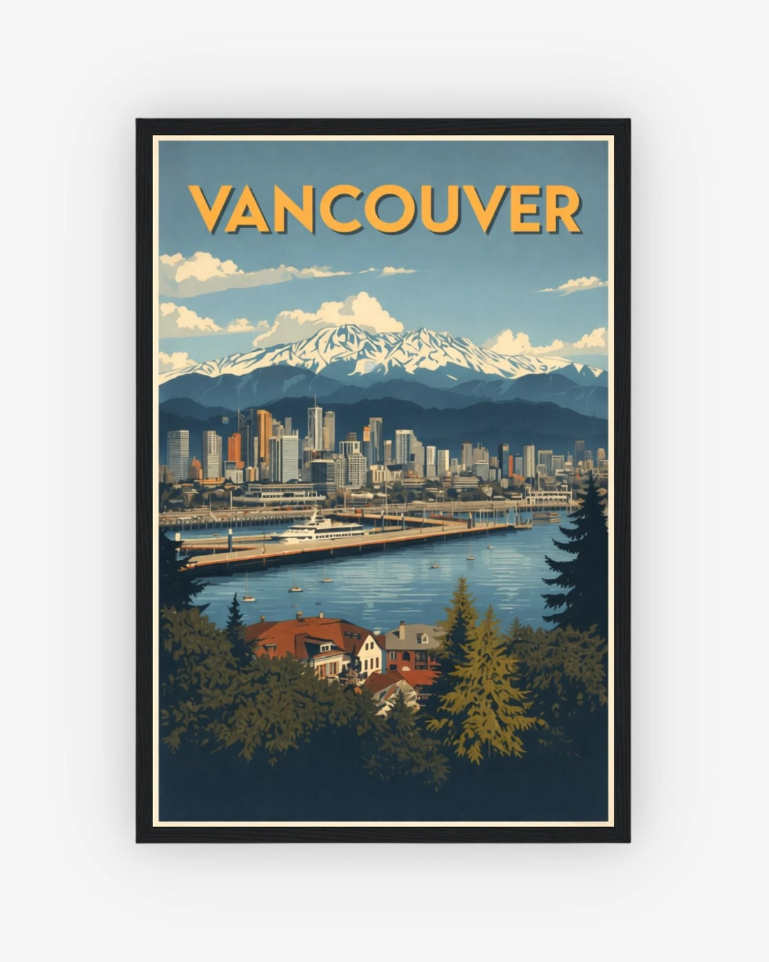 Vancouver travel poster with black frame
