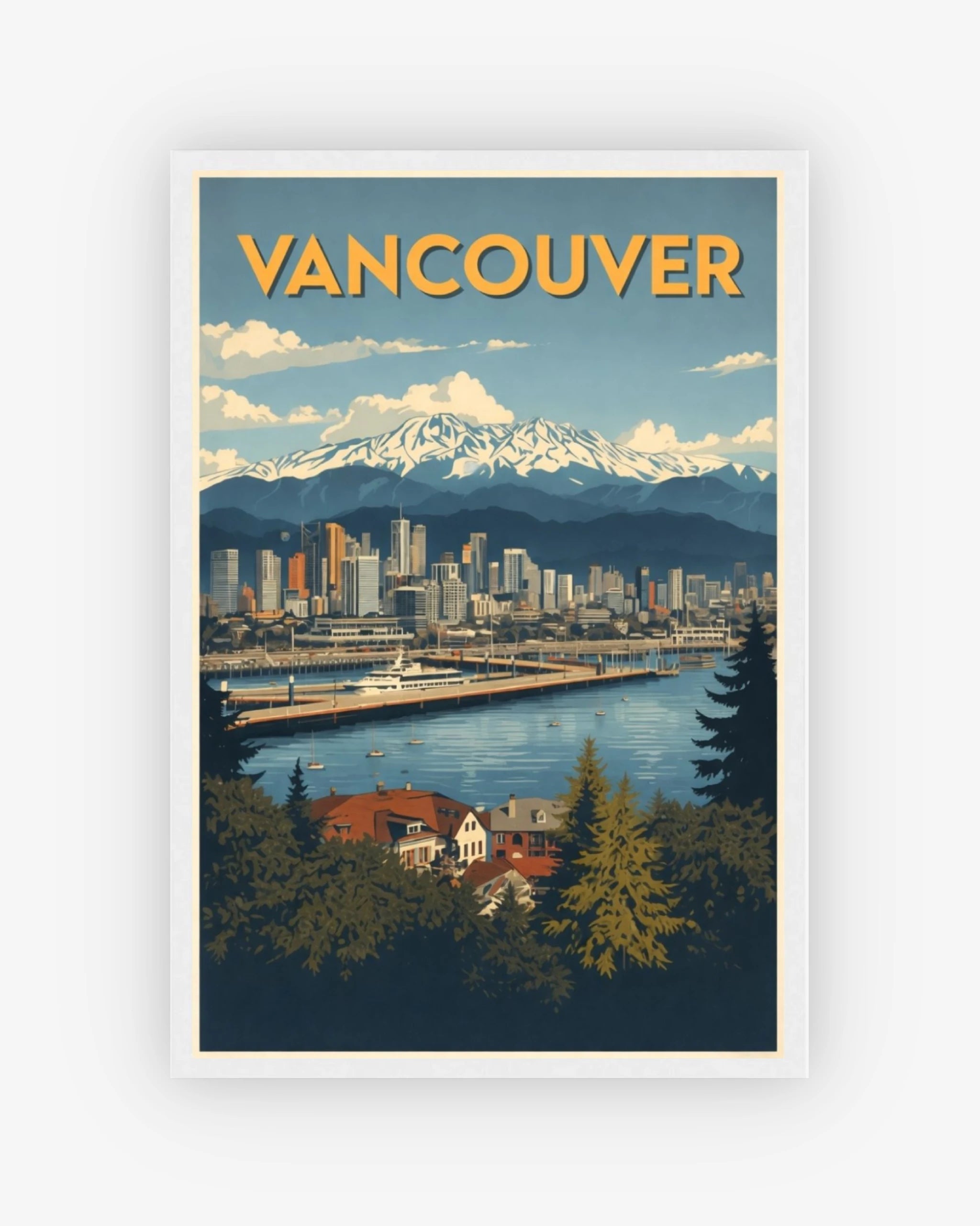 Vancouver travel poster with white frame