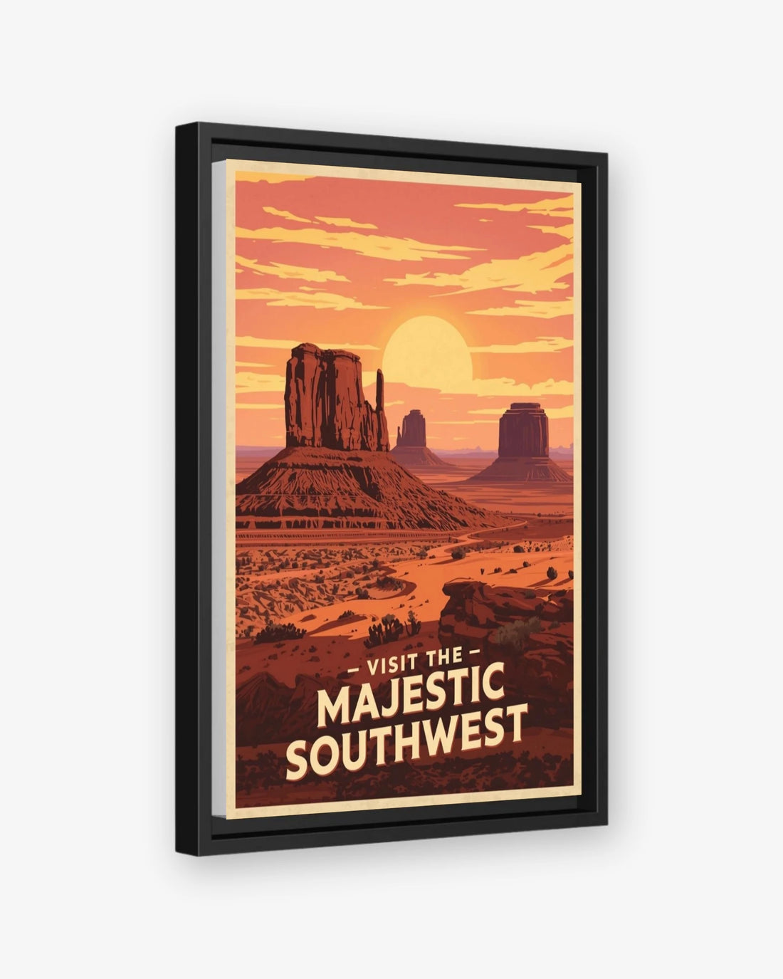 Visit The Majestic Southwest travel poster black framed canvas