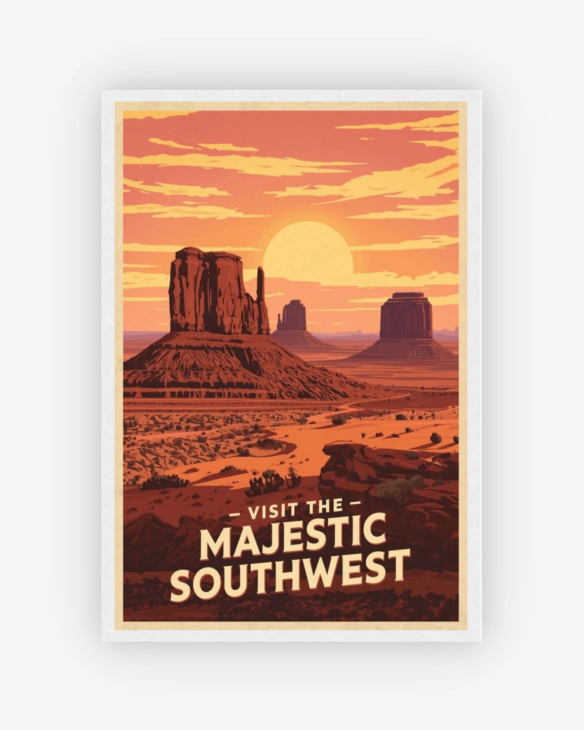 Visit The Majestic Southwest travel poster with white frame