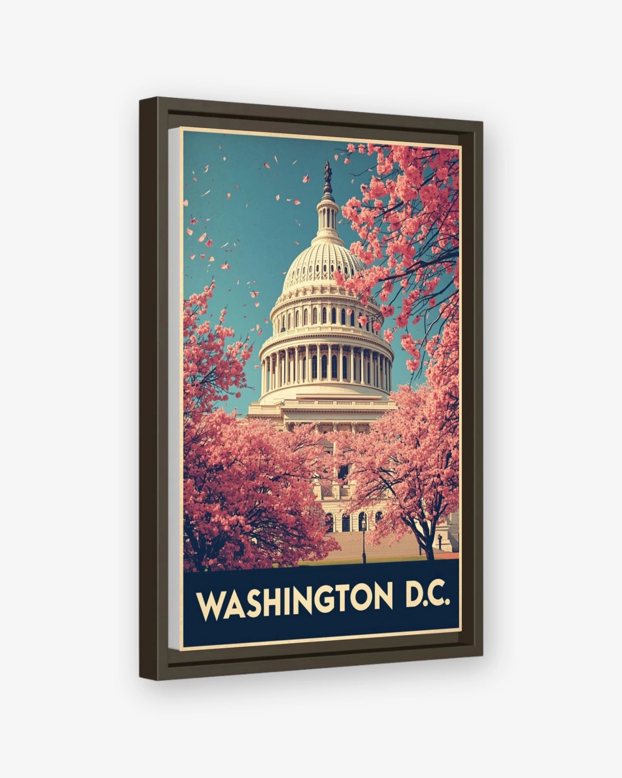 Washington D.C. travel poster espresso framed canvas