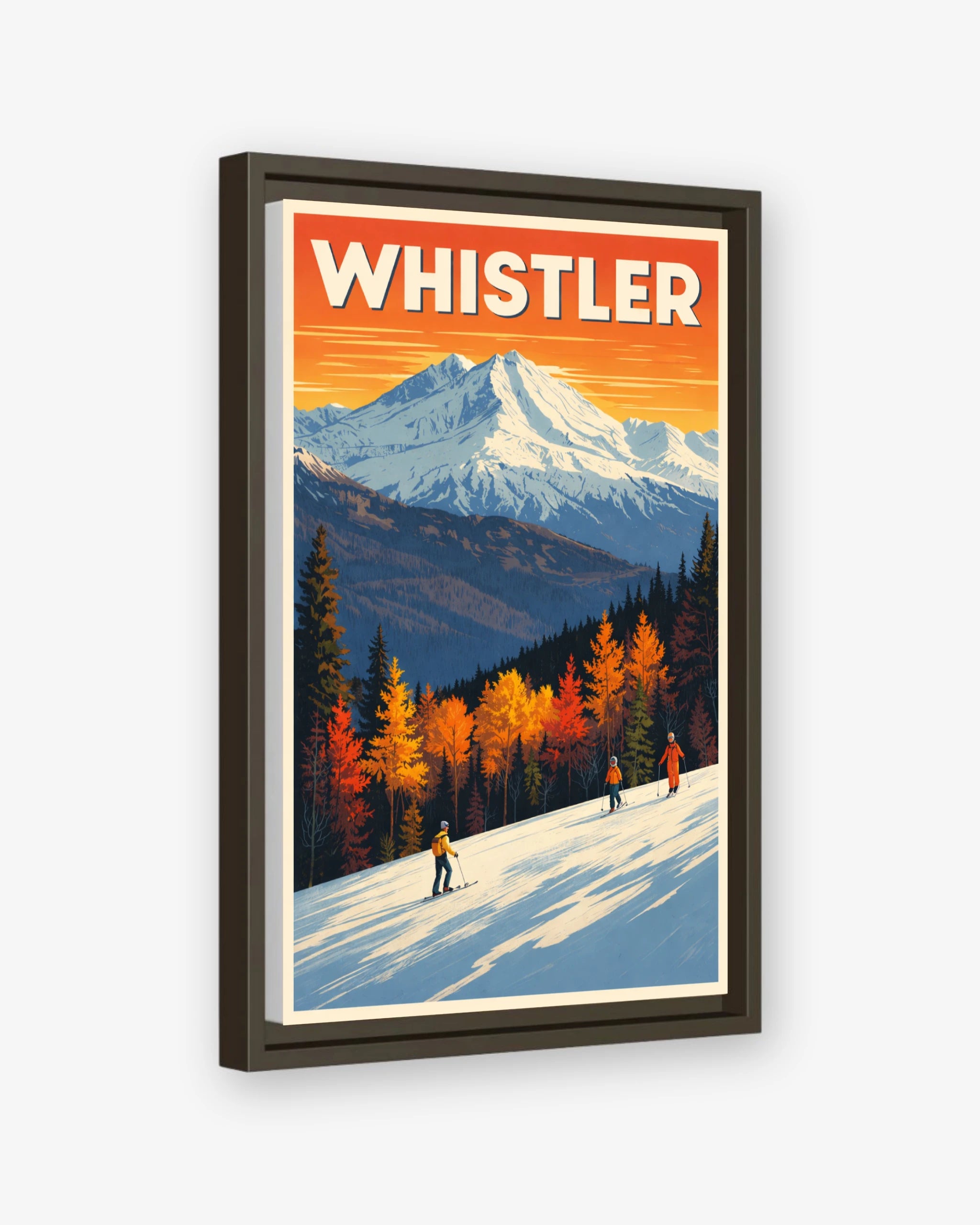 Whistler travel poster espresso framed canvas