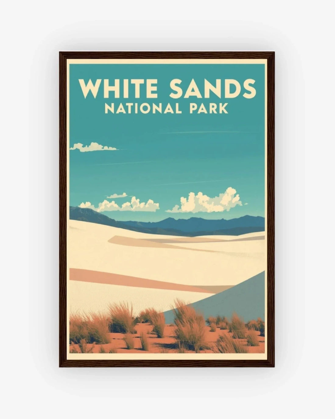 White Sands National Park, USA Poster Dark Wood Frame Nomad Haus
