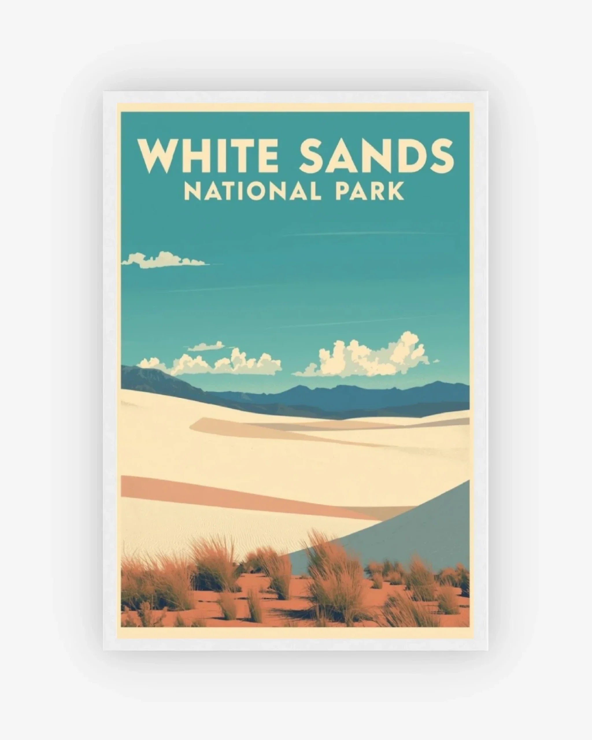 White Sands National Park, USA Poster White Frame Nomad Haus