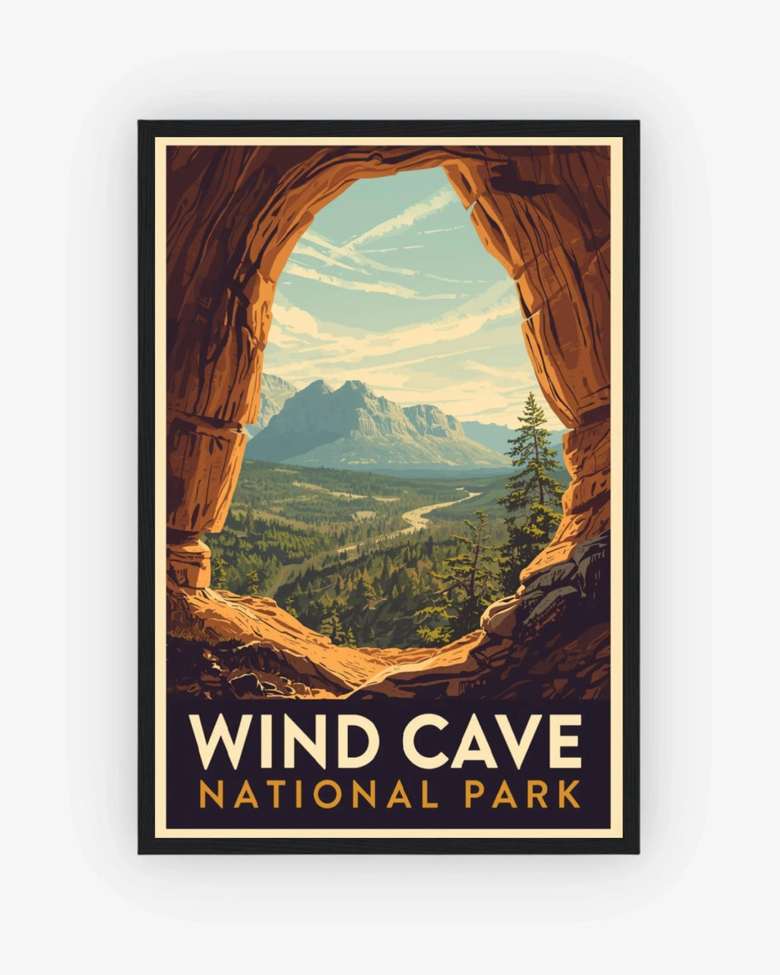 Wind_Cave_National_Park_USA poster with black frame