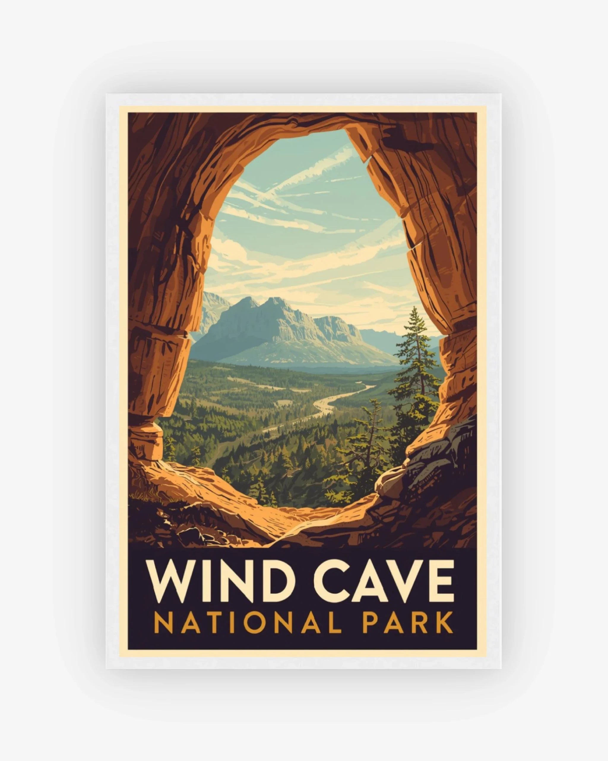 Wind_Cave_National_Park_USA poster with white frame