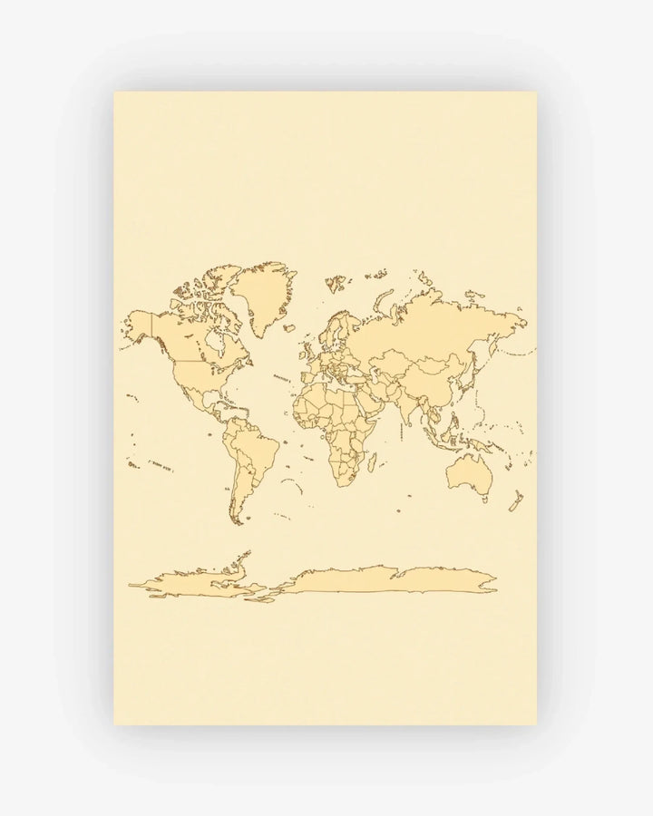 World map on a beige background