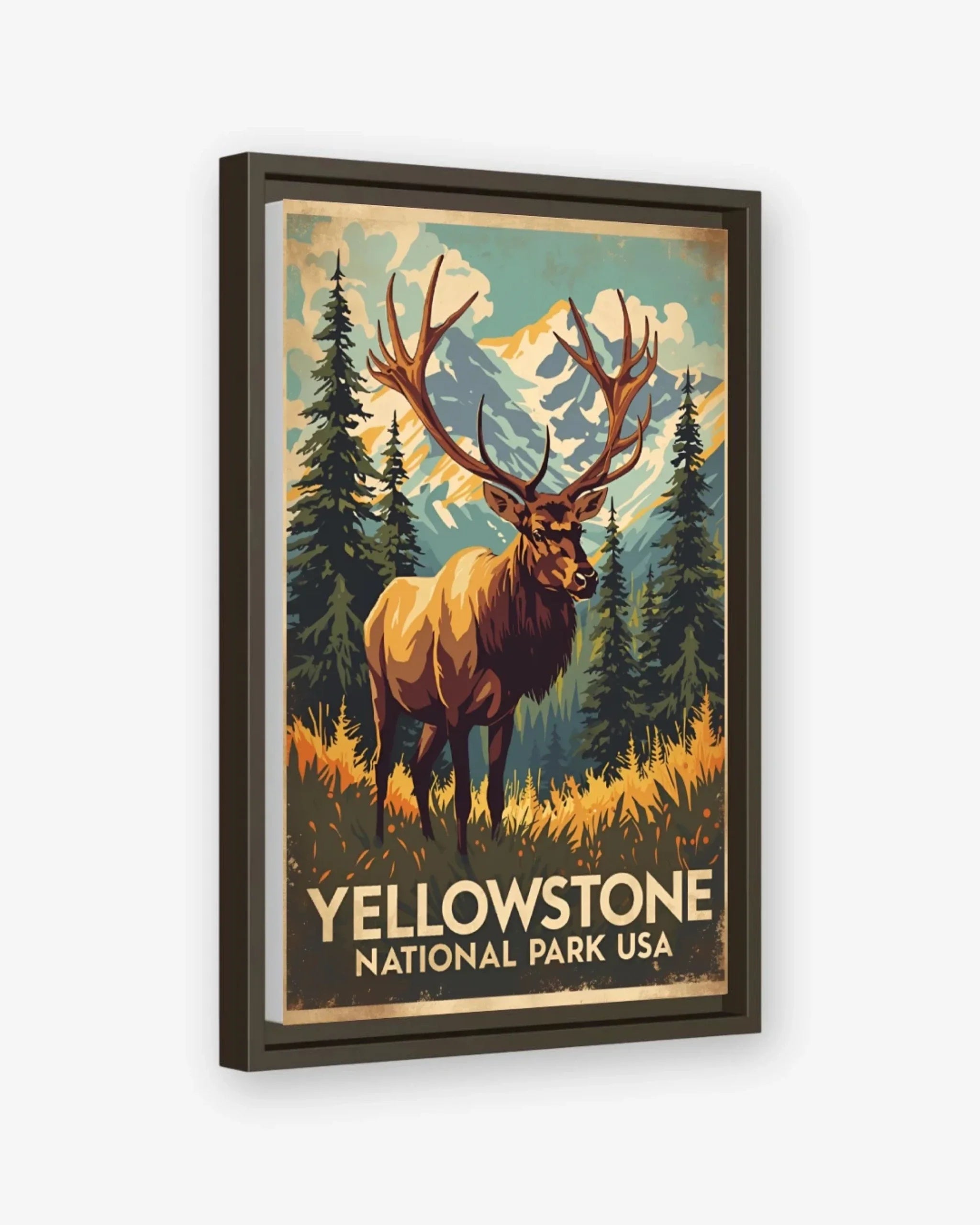 Yellowstone National Park, USA Canvas Espresso Frame Nomad Haus