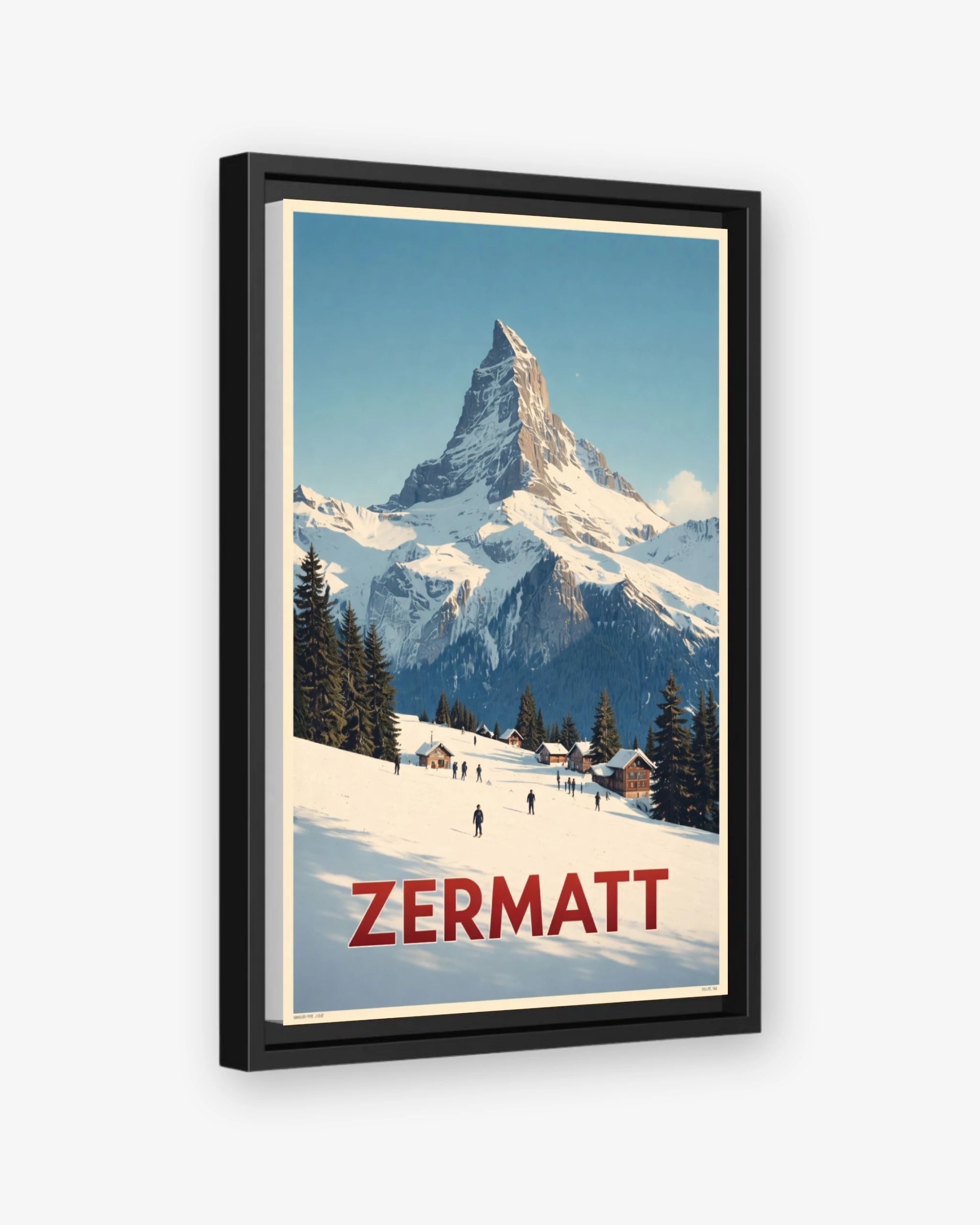 Zermatt travel poster black framed canvas