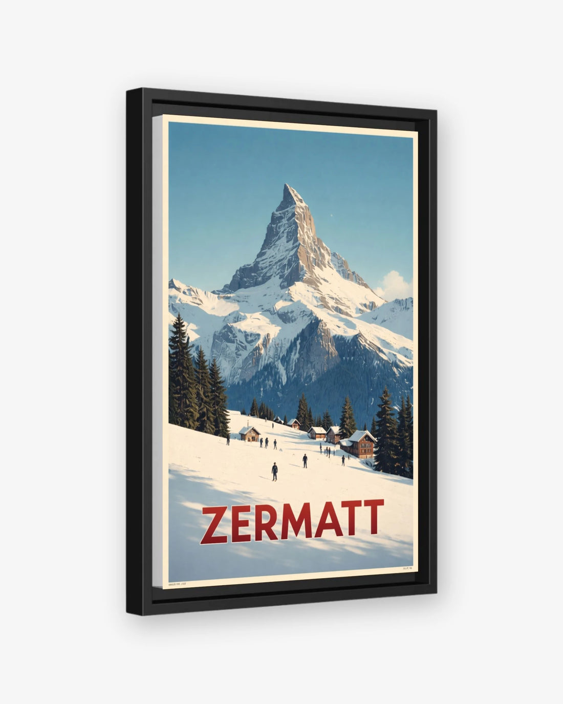 Zermatt travel poster black framed canvas