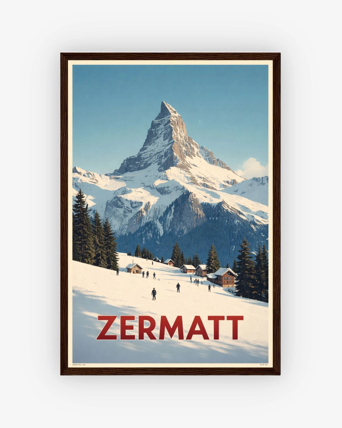 Zermatt travel poster with dark wood frame