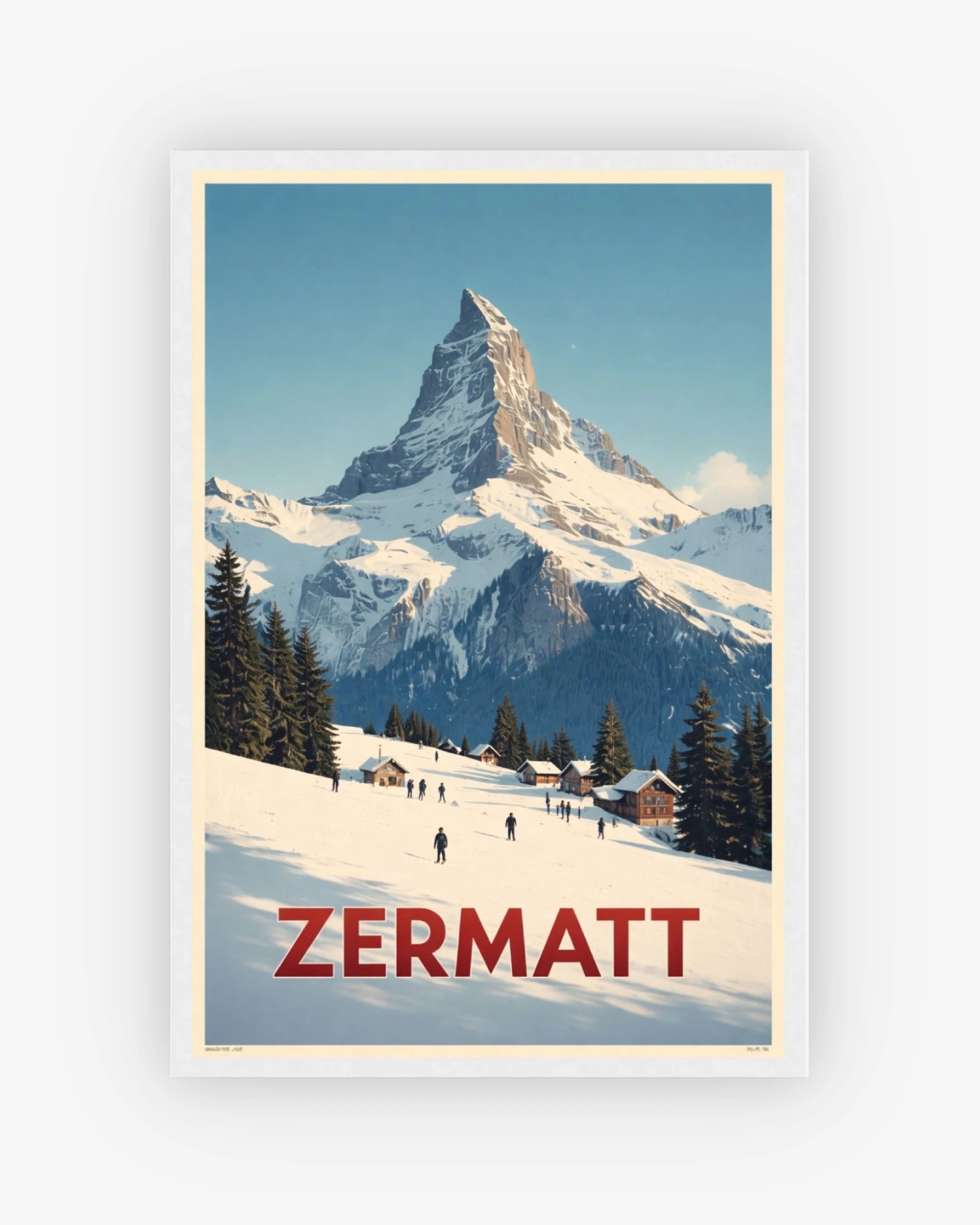 Zermatt travel poster with white frame
