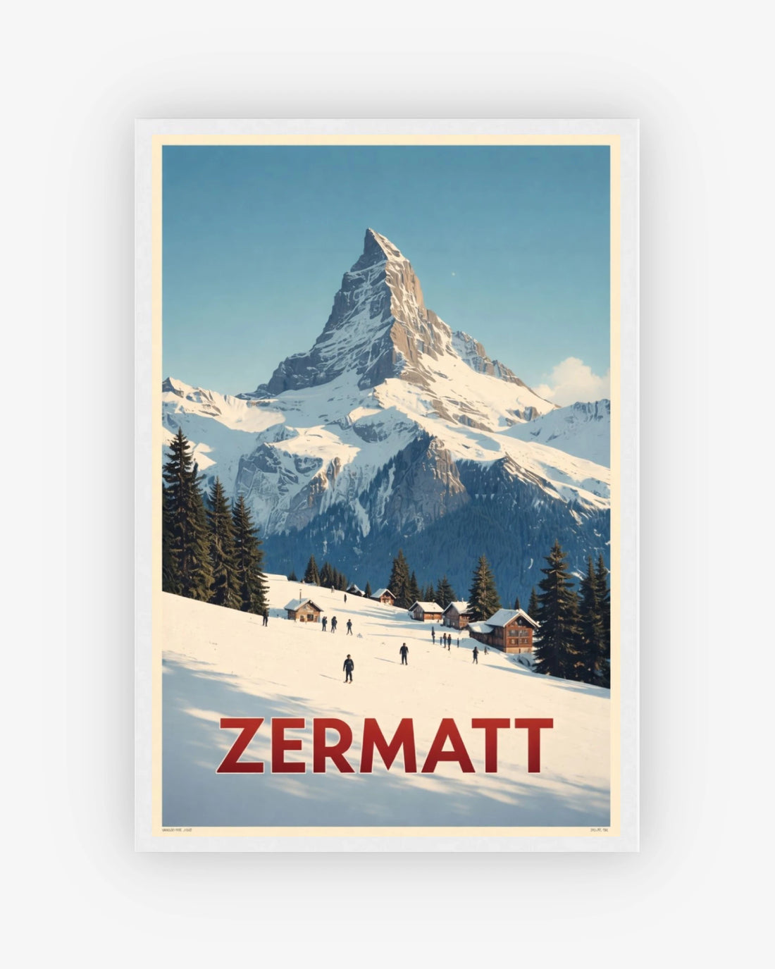 Zermatt travel poster with white frame