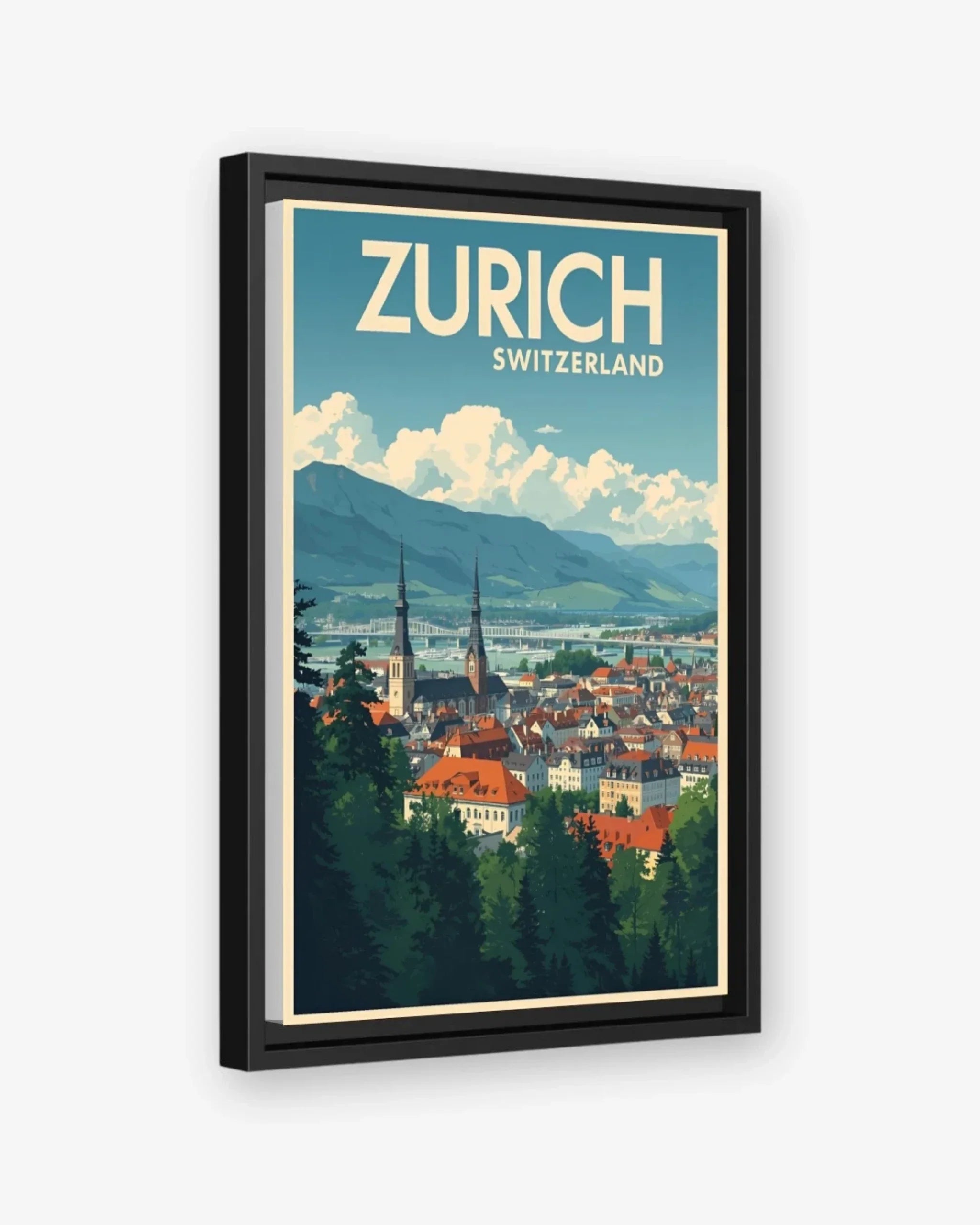 Zurich Old Town, Switzerland Canvas Black Frame Nomad Haus