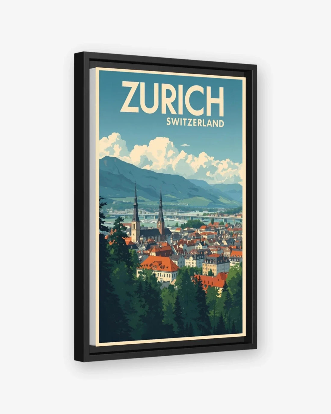 Zurich Old Town, Switzerland Canvas Black Frame Nomad Haus