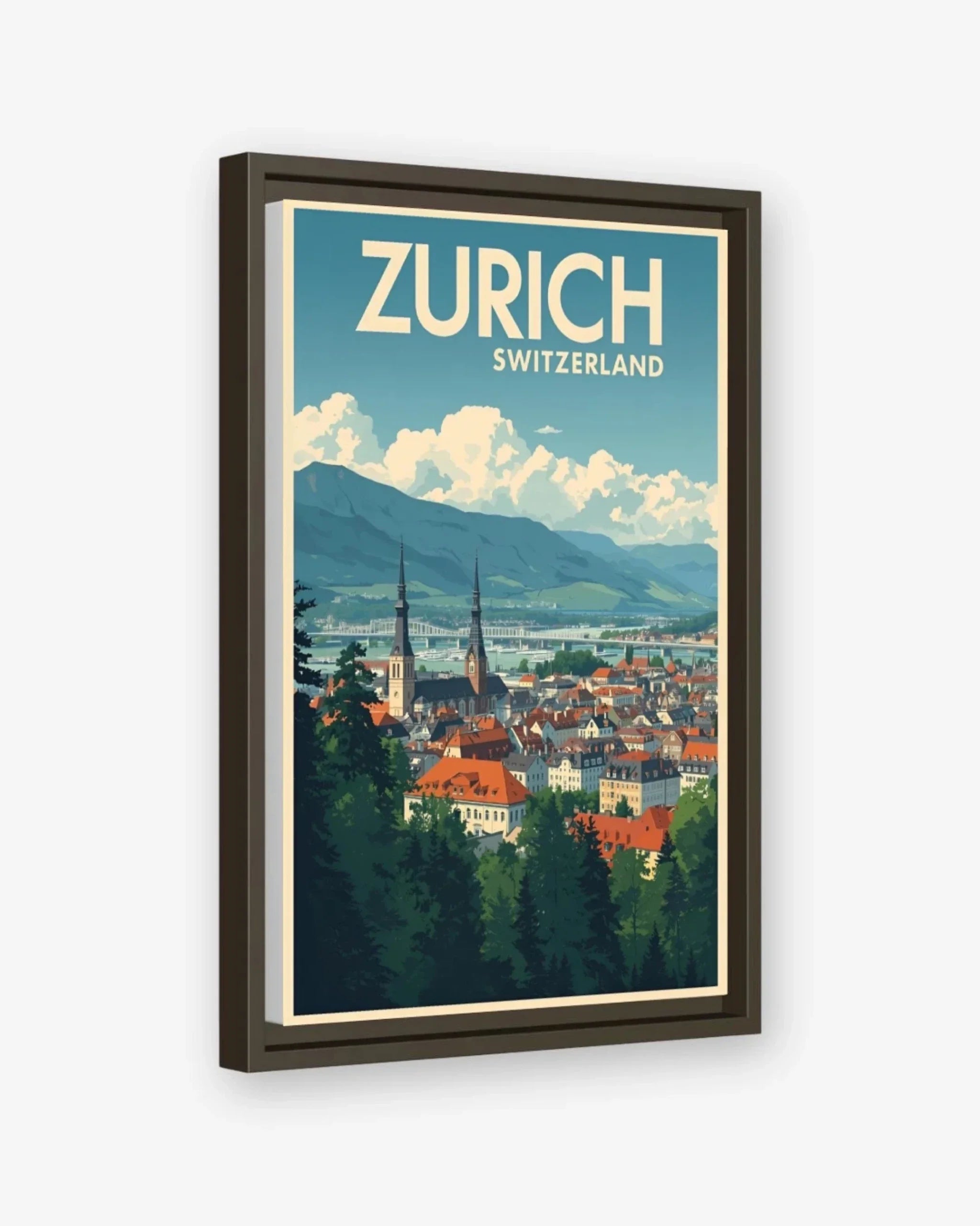 Zurich Old Town, Switzerland Canvas Espresso Frame Nomad Haus