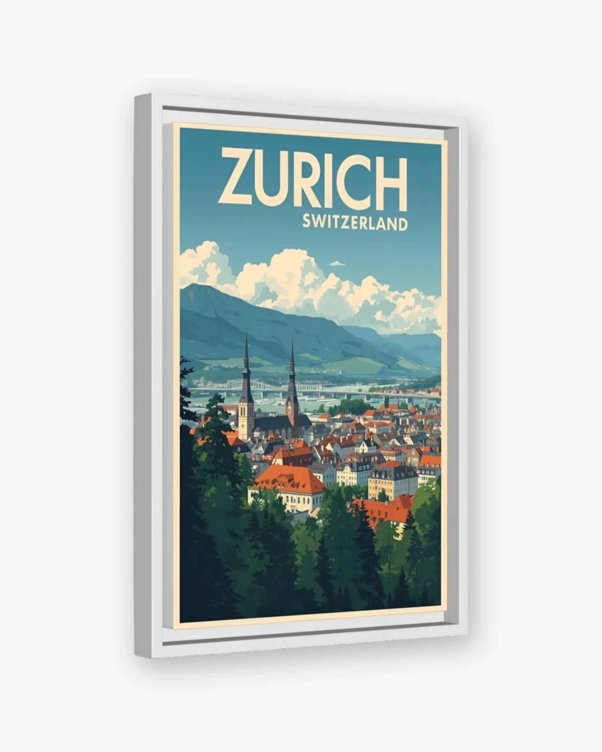 Zurich Old Town, Switzerland Canvas White Frame Nomad Haus