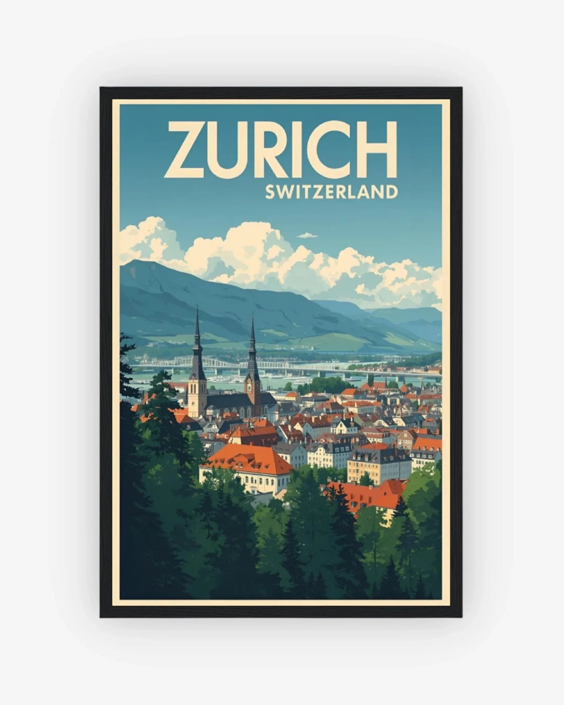 Zurich Old Town, Switzerland Poster Black Frame Nomad Haus