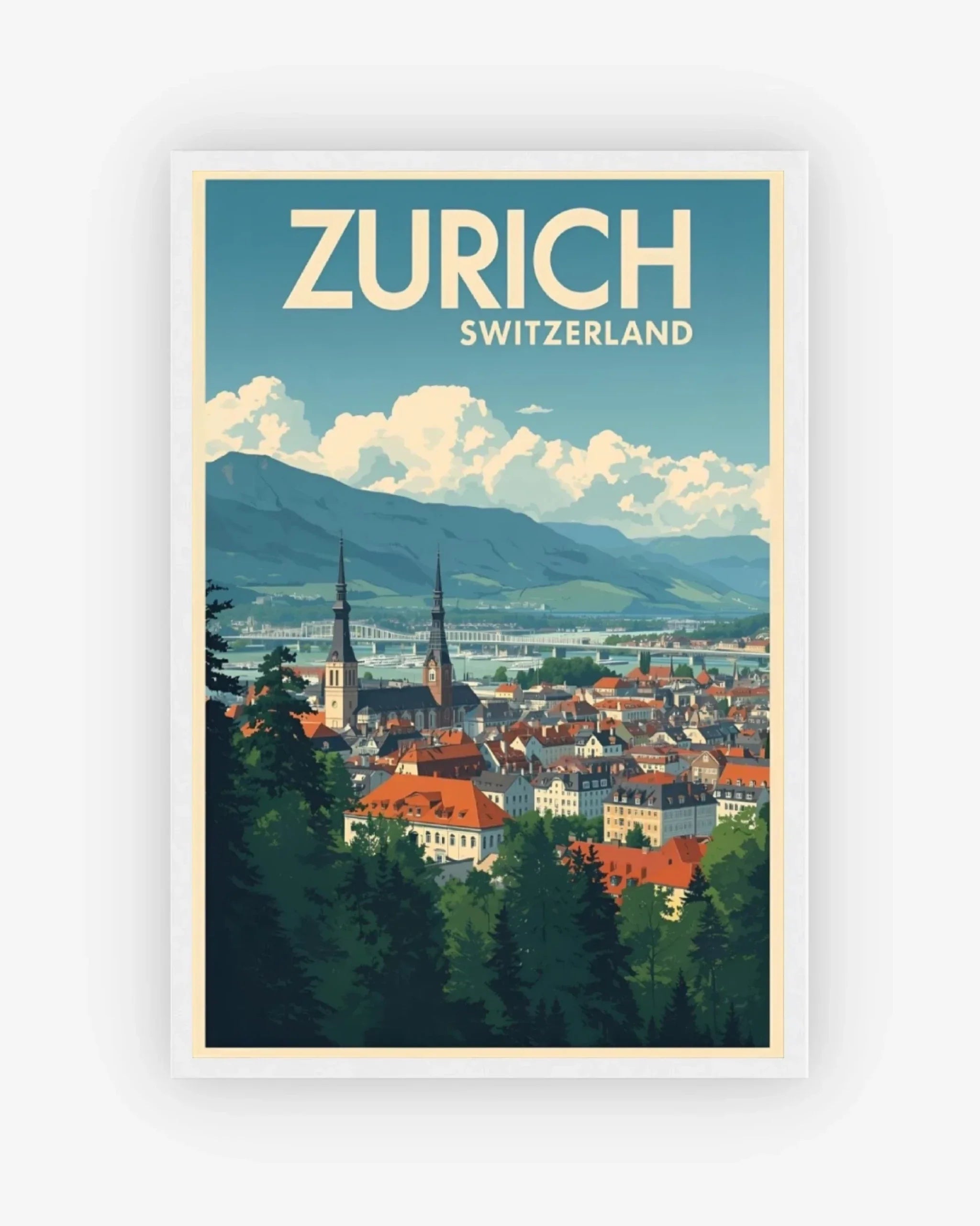 Zurich Old Town, Switzerland Poster White Frame Nomad Haus