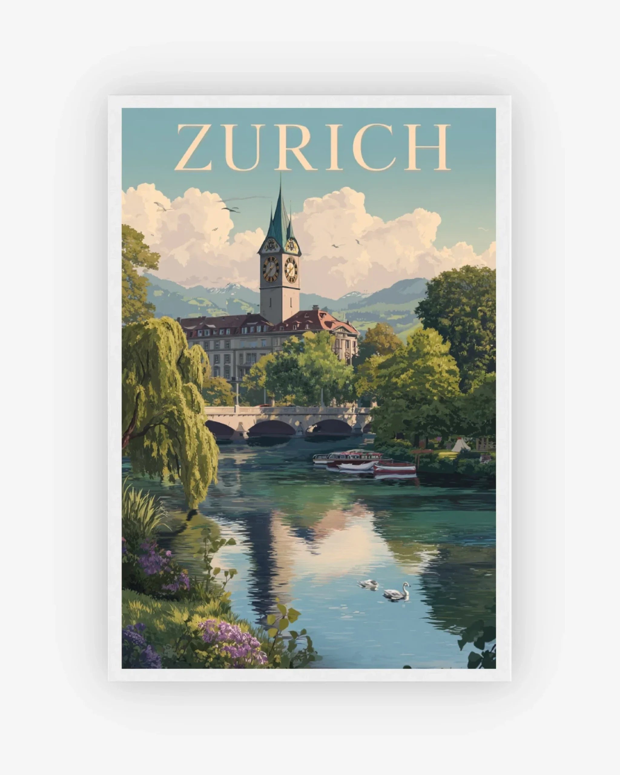 Zurich, Switzerland Poster White Frame Nomad Haus
