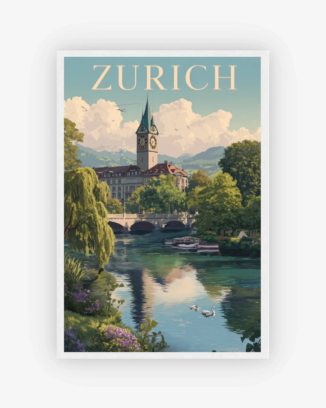 Zurich, Switzerland Poster White Frame Nomad Haus